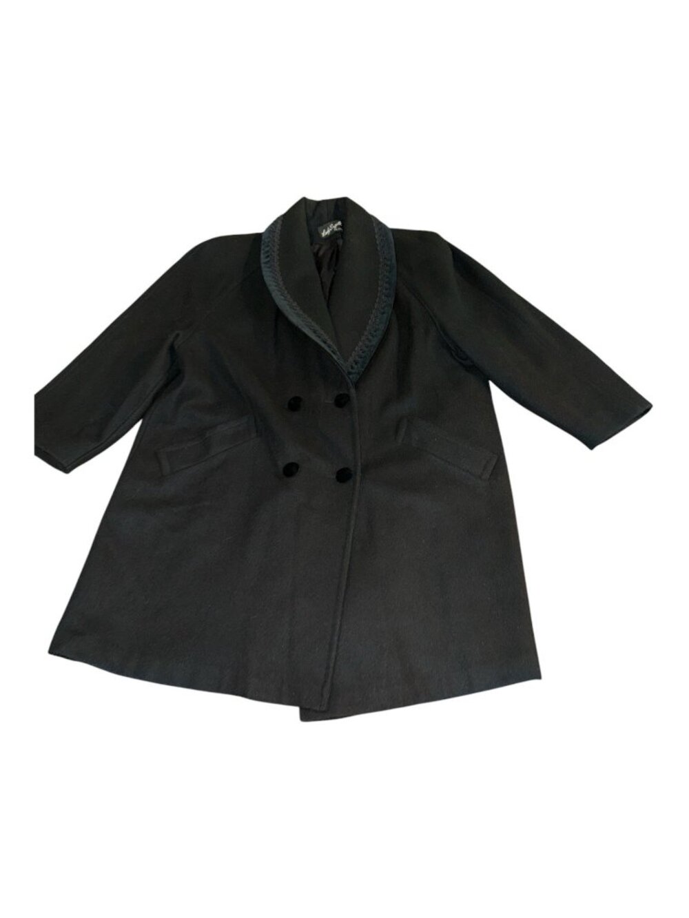 Vintage Lady Suzette Cotton Coat Women's Large Floral Stitch Collar USA Elegant